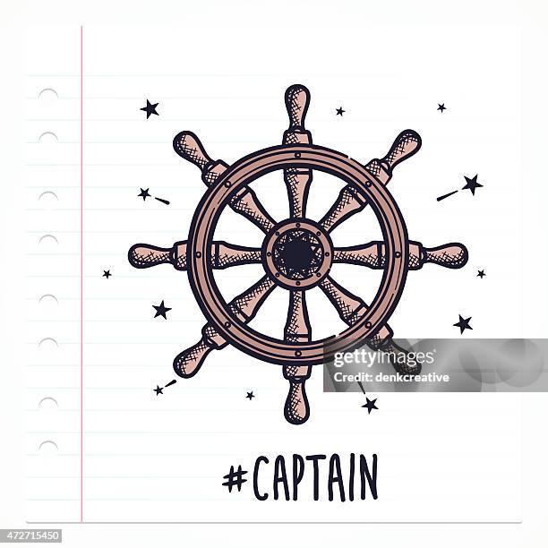 doodle rudder icon - ship captain stock illustrations