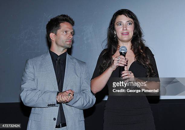 Writer, Producer, Actor Tim Doiron and Director, Producer, Actress April Mullen attend the "88" Canadian premiere at Cineplex Odeon Yonge & Dundas...