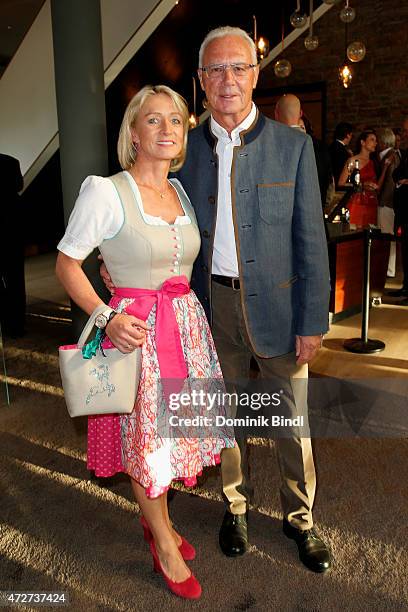 Franz Beckenbauer and his wife Heidi Burmester during the Kempinski Hotel Berchtesgaden opening party on May 8, 2015 in Berchtesgaden, Germany.
