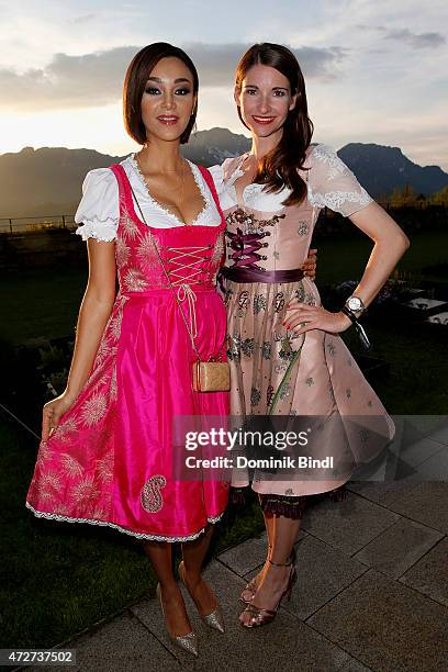 Verona Pooth and Sophie Wepper during the Kempinski Hotel Berchtesgaden opening party on May 8, 2015 in Berchtesgaden, Germany.