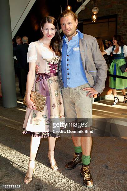 Sophie Wepper and David Meister during the Kempinski Hotel Berchtesgaden opening party on May 8, 2015 in Berchtesgaden, Germany.