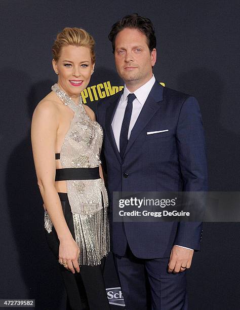 Actress Elizabeth Banks and Max Handelman arrive at the Los Angeles premiere of "Pitch Perfect 2" at Nokia Theatre L.A. Live on May 8, 2015 in Los...