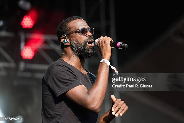 Tunde Adebimpe of TV on the Radio performs on stage during day 1 of the 3rd Annual Shaky Knees Music Festival at Atlanta Central Park on May 8, 2015...