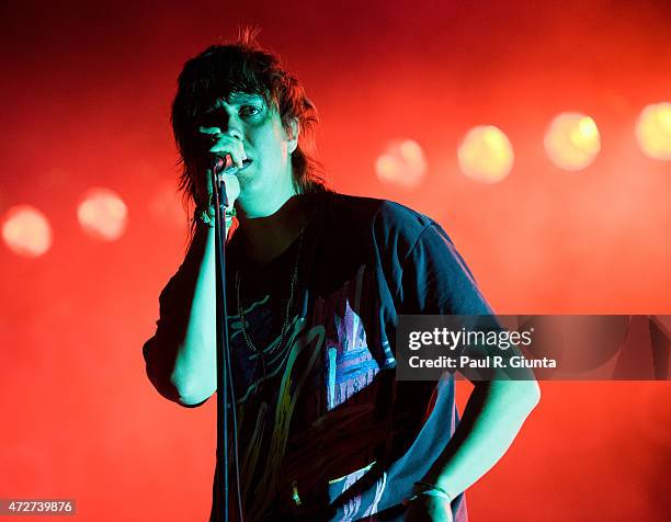 Julian Casablancas of The Strokes performs on stage during day 1 of the 3rd Annual Shaky Knees Music Festival at Atlanta Central Park on May 8, 2015...