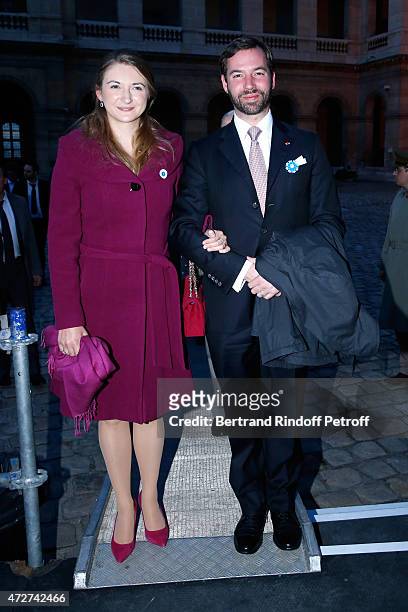 Grand Duke and Grand Duchess, Heirs Stephanie and Guillaume de Luxembourg attend the 'Ami, entends tu ?' Show performed at The Invalides on May 8,...
