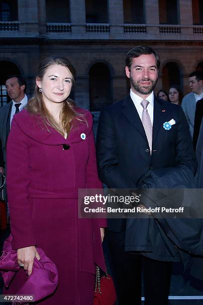 Grand Duke and Grand Duchess, Heirs Stephanie and Guillaume de Luxembourg attend the 'Ami, entends tu ?' Show performed at The Invalides on May 8,...