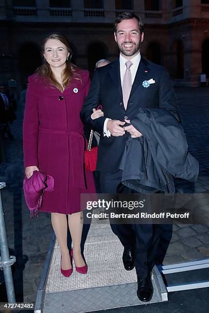 Grand Duke and Grand Duchess, Heirs Stephanie and Guillaume de Luxembourg attend the 'Ami, entends tu ?' Show performed at The Invalides on May 8,...