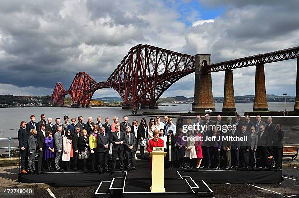 First Minister and leader of the SNP Nicola Sturgeon is joined by the newly elected members of parliament as they gather in front of the Forth Rail...