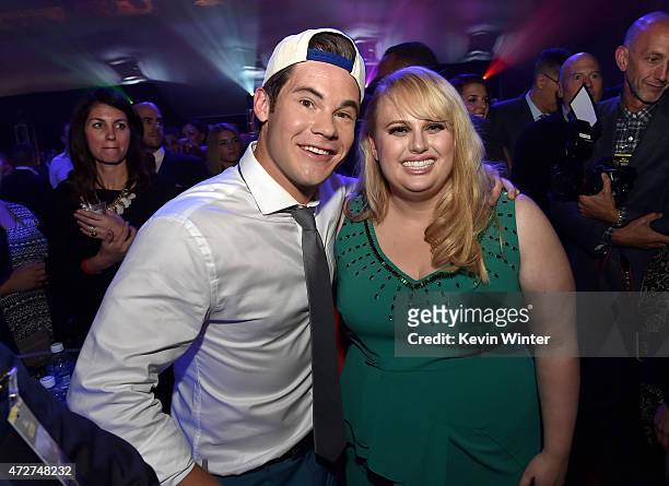 Actor Adam DeVine and actress Rebel Wilson pose at the after party for the premiere of Universal Pictures' "Pitch Perfect 2" at the Nokia Theatre...