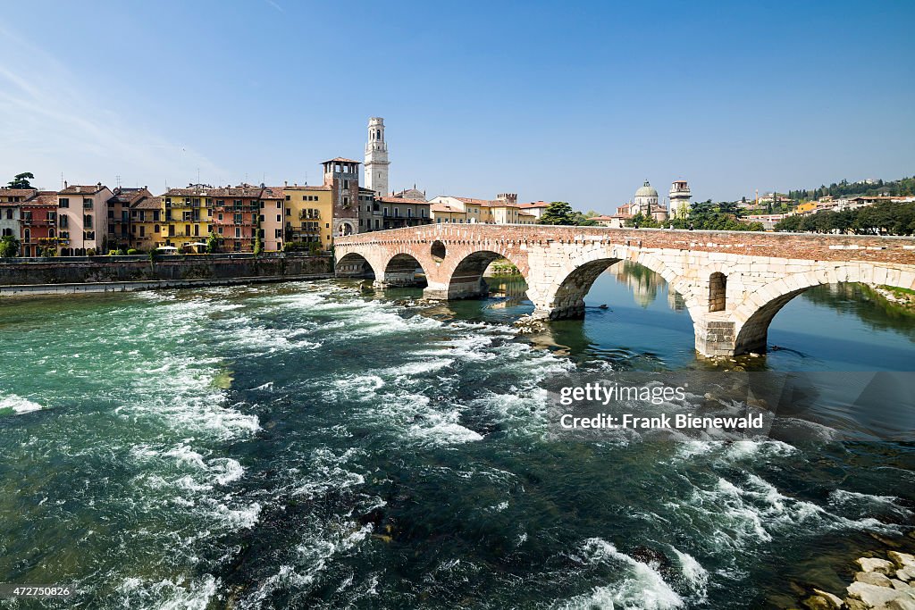 The more than 2000 years old bridge "Ponte Pietra" is...