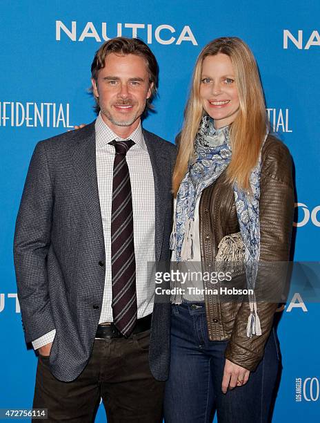 Sam Trammell and Kristin Bauer van Straten attend the 3rd annual Nautica Oceana beach house party at Marion Davies Guest House on May 8, 2015 in...