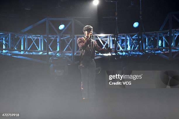 Singer JJ Lin sings on the stage during his personal concert at MasterCard Center on May 9, 2015 in Beijing, China.