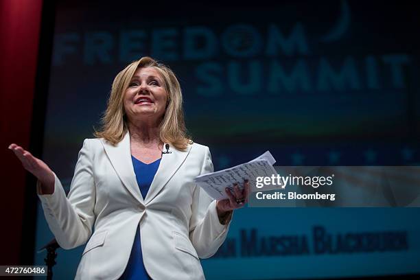 Representative Marsha Blackburn, a Republican from Tennessee, during the South Carolina Freedom Summit hosted by Citizens United and Congressman Jeff...