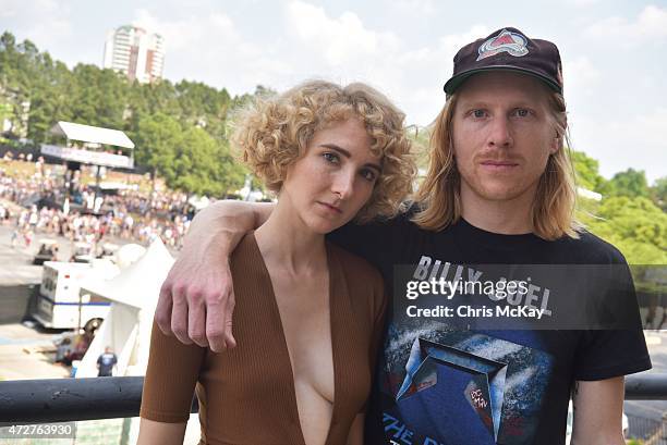 Alaina Moore and Patrick Riley of Tennis pose for a portrait during day 1 of the 3rd Annual Shaky Knees Music Festival at Atlanta Central Park on May...