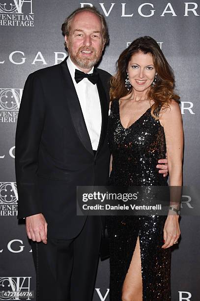 Alessandra Repini and Arturo Artom attend the Venetian Heritage And Bulgari Gala Dinner at Cipriani Hotel on May 9, 2015 in Venice, Italy.