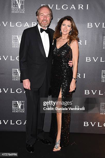 Alessandra Repini and Arturo Artom attend the Venetian Heritage And Bulgari Gala Dinner at Cipriani Hotel on May 9, 2015 in Venice, Italy.