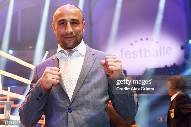 German boxer Arthur Abraham poses next to the ring prior to the WBA super middle weight World Championship fight between Felix Sturm of Germany and...