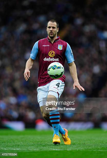 Villa player Ron Vlaar in action during the Barclays Premier League match between Aston Villa and West Ham United at Villa Park on May 9, 2015 in...