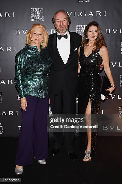 Ines Torlonia, Alessandra Repini and Arturo Artom attend the Venetian Heritage And Bulgari Gala Dinner at Cipriani Hotel on May 9, 2015 in Venice,...