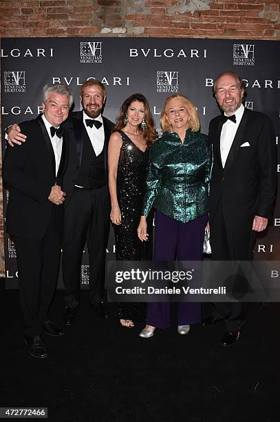 Guido Torlonia, Toto Bergamo Rossi, Ines Torlonia, Alessandra Repini and Arturo Artom attend the Venetian Heritage And Bulgari Gala Dinner at...