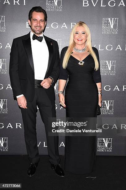 Stephan Gerschel and Monika Bacardi attends the Venetian Heritage And Bulgari Gala Dinner at Cipriani Hotel on May 9, 2015 in Venice, Italy.