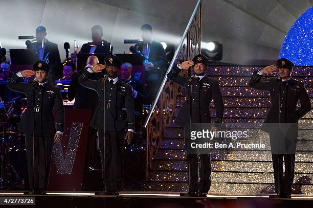Blue performs during a concert on the 70th anniversary of VE Day at Horse Guards Parade on May 9, 2015 in London, England.