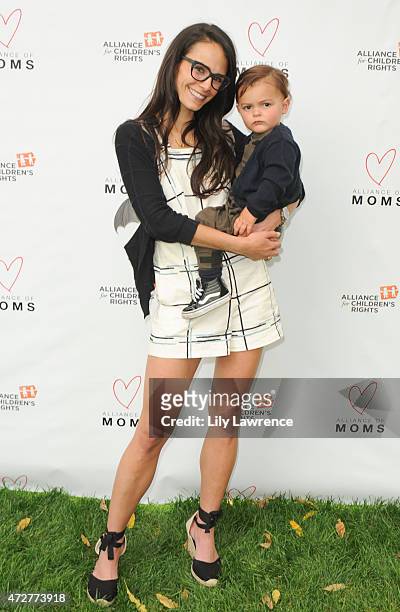 Actress Jordana Brewster and son Julian Form-Brewster attend Alliance Of Moms Giant Playdate on May 9, 2015 in Los Angeles, California.