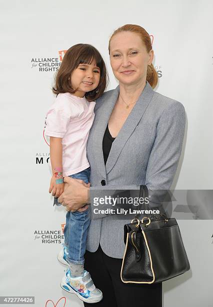 Amy Wakeland and daughter Maya attend Alliance Of Moms Giant Playdate on May 9, 2015 in Los Angeles, California.
