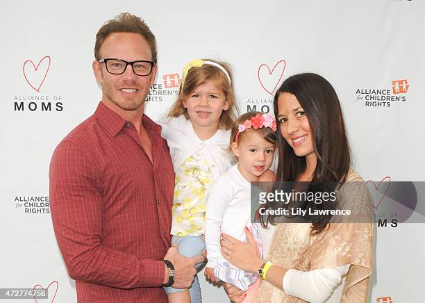 Actor Ian Ziering and daughters Mia Loren and Penna Mae and wife Erin Ziering attend Alliance Of Moms Giant Playdate on May 9, 2015 in Los Angeles,...