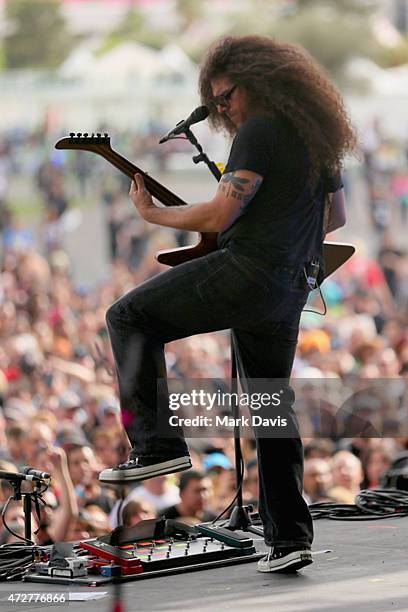 Musician Claudio Sanchez of Coheed and Cambria performs onstage during Rock In Rio USA at the MGM Resorts Festival Grounds on May 9, 2015 in Las...