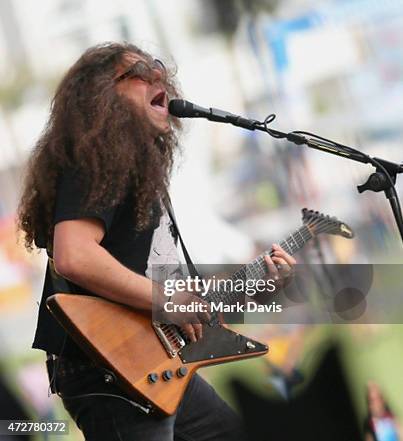 Musician Claudio Sanchez of Coheed and Cambria performs onstage during Rock In Rio USA at the MGM Resorts Festival Grounds on May 9, 2015 in Las...