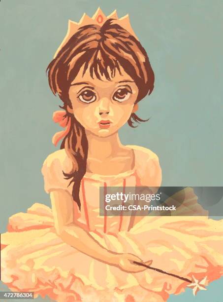 big-eyed girl - sad ballet dancer stock illustrations