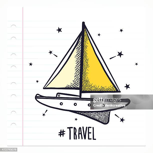 doodle sail yacht icon - regatta stock illustrations