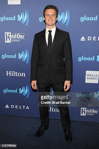Actor Jonathan Groff attends the VIP Red Carpet Suite hosted by Ketel One Vodka at the 26th Annual GLAAD Media Awards in New York on May 9, 2015 in...