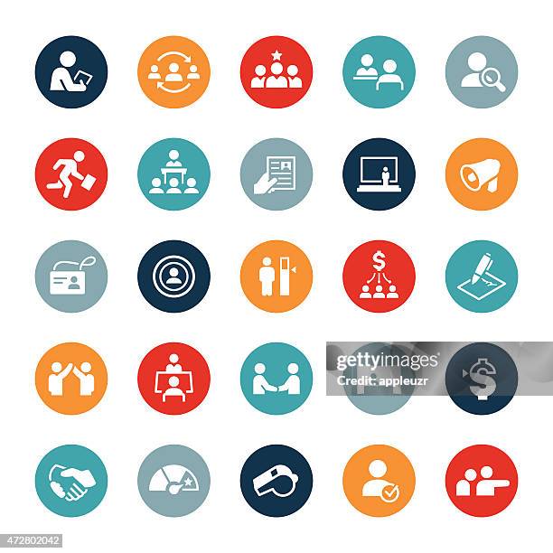 human resources icons - round training icons stock illustrations