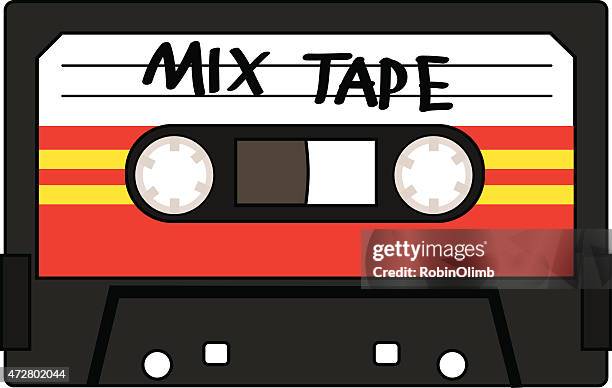 stockillustraties, clipart, cartoons en iconen met cassette mix tape - cassettebandje