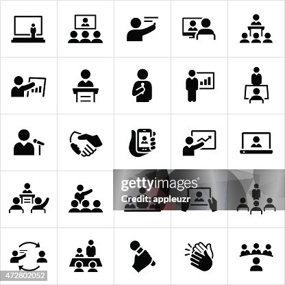 Business Presentations and Meetings Icons Business Presentations and Meetings Icons
