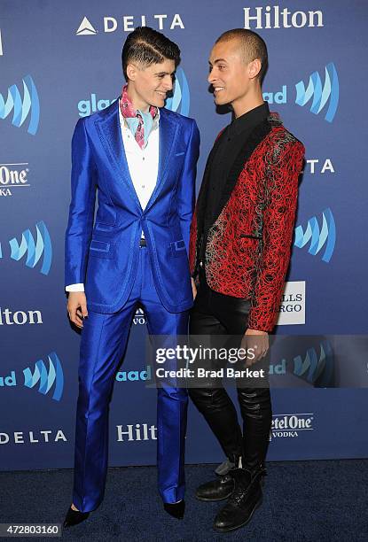 Models Rain Dove and Cory Wade attend the VIP Red Carpet Suite hosted by Ketel One Vodka at the 26th Annual GLAAD Media Awards in New York on May 9,...