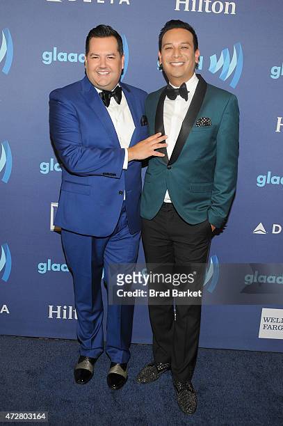 Personality Ross Mathews and stylist Salvador Camarena attend the VIP Red Carpet Suite hosted by Ketel One Vodka at the 26th Annual GLAAD Media...