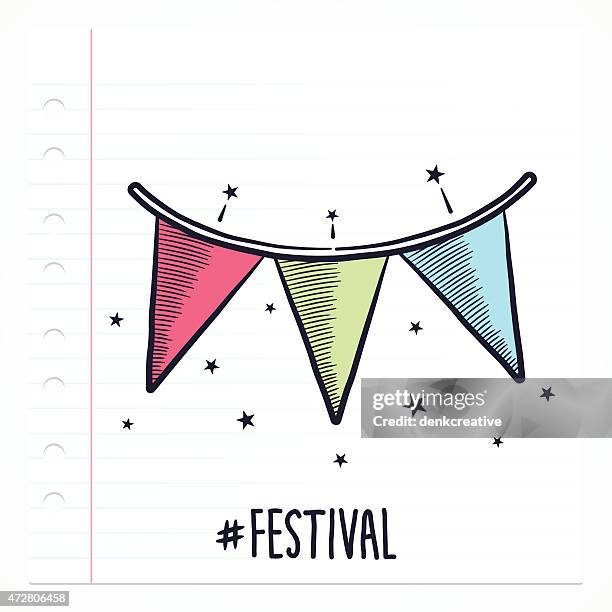 doodle flags icon - bunting stock illustrations