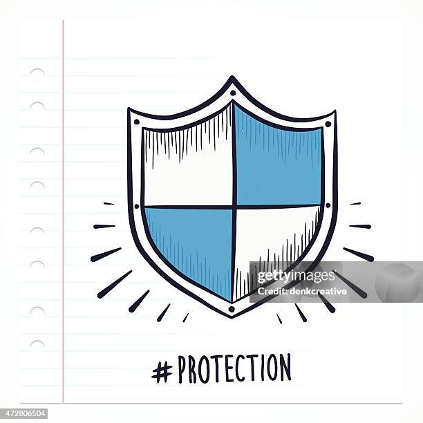 stockillustraties, clipart, cartoons en iconen met doodle shield icon - shield drawing