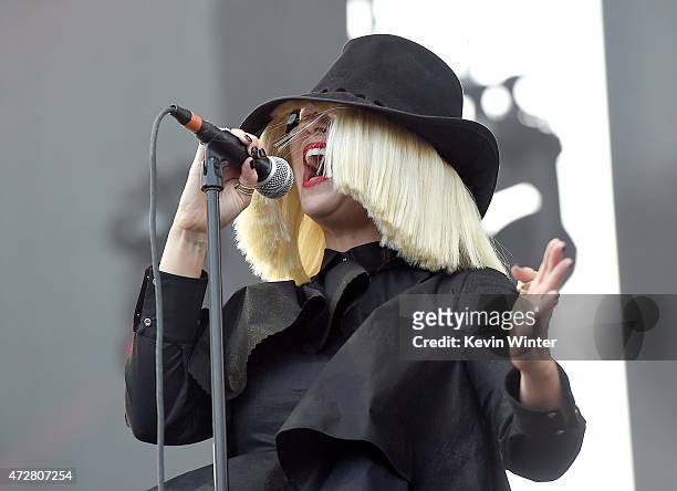 Singer Sia performs onstage during 102.7 KIIS FM's 2015 Wango Tango at StubHub Center on May 9, 2015 in Los Angeles, California.