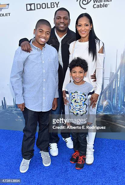 Actor Mekhi Phifer and family attend the world premiere of Disney's "Tomorrowland" at Disneyland, Anaheim on May 9, 2015 in Anaheim, California.