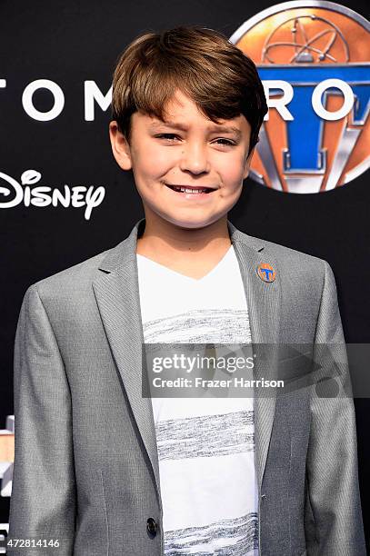 Actor Pierce Gagnon attends the Premiere Of Disney's "Tomorrowland" at AMC Downtown Disney 12 Theater on May 9, 2015 in Anaheim, California.