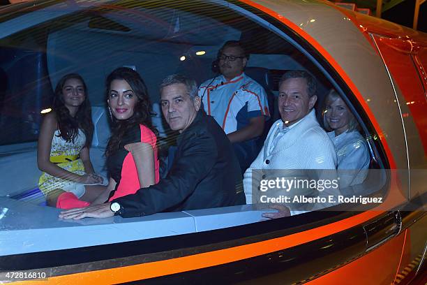 Mia Alamuddin, lawyer Amal Clooney actor George Clooney, The Walt Disney Company Chairman and CEO Bob Iger and journalist Willow Bay ride the...
