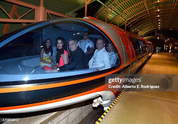 Mia Alamuddin, lawyer Amal Clooney actor George Clooney, The Walt Disney Company Chairman and CEO Bob Iger and journalist Willow Bay ride the...