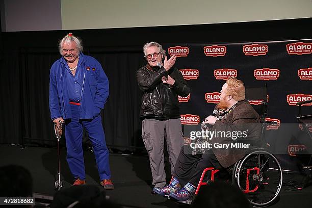 Hugh Keays-Byrne, George Miller and Harry Knowles introduce the Austin premiere of the new film "Mad Max Fury Road" at the Alamo Drafthouse on May 9,...