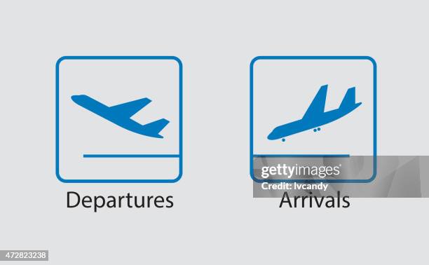 ilustrações, clipart, desenhos animados e ícones de partidas e chegadas símbolo - aeroplane
