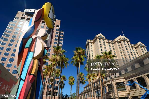 san jose downtown scene with sculpture - fairmont hotel stockfoto's en -beelden