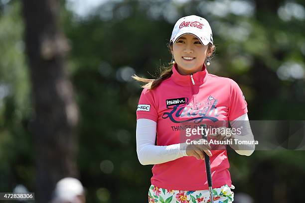 Bo-Mee Lee of South Korea smiles during the World Ladies Championship Salonpas Cup at the Ibaraki Golf Club on May 10, 2015 in Tsukubamirai, Japan.